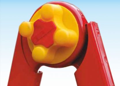 Cerniera a dischi dentati realizzata in acciaio verniciato con stretta manuale mediante pomello a vite realizzato in plastica rinforzata.